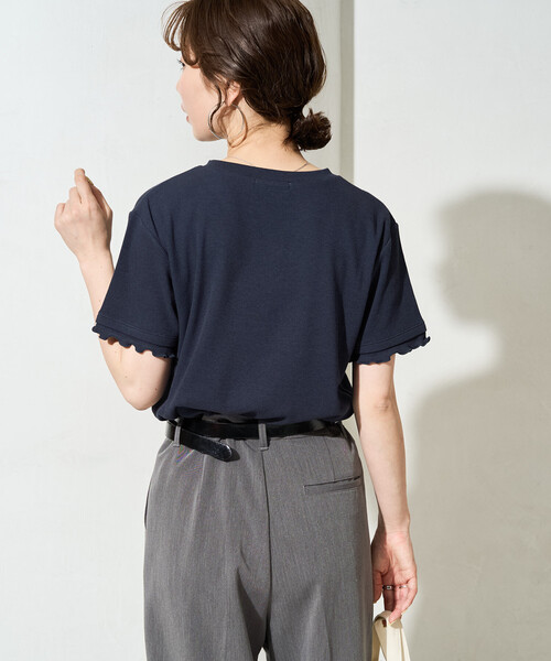 FREAK'S STORE(フリークスストア)の「限定展開 <抗菌防臭・接触冷感>MINT(ミント) テレコ メロー 半袖 Tシャツ(Tシャツ/カットソー・レディース・ネイビー/オレンジ/モカ/ライトグレー/ナチュラル/ブラック・フリ-)」の19枚目の写真