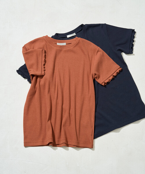 FREAK'S STORE(フリークスストア)の「限定展開 <抗菌防臭・接触冷感>MINT(ミント) テレコ メロー 半袖 Tシャツ(Tシャツ/カットソー・レディース・ネイビー/オレンジ/モカ/ライトグレー/ナチュラル/ブラック・フリ-)」の6枚目の写真