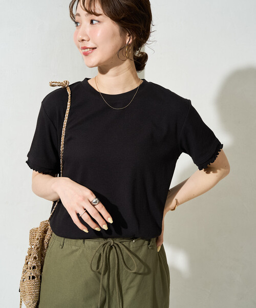 FREAK'S STORE(フリークスストア)の「限定展開 <抗菌防臭・接触冷感>MINT(ミント) テレコ メロー 半袖 Tシャツ(Tシャツ/カットソー・レディース・ネイビー/オレンジ/モカ/ライトグレー/ナチュラル/ブラック・フリ-)」の2枚目の写真
