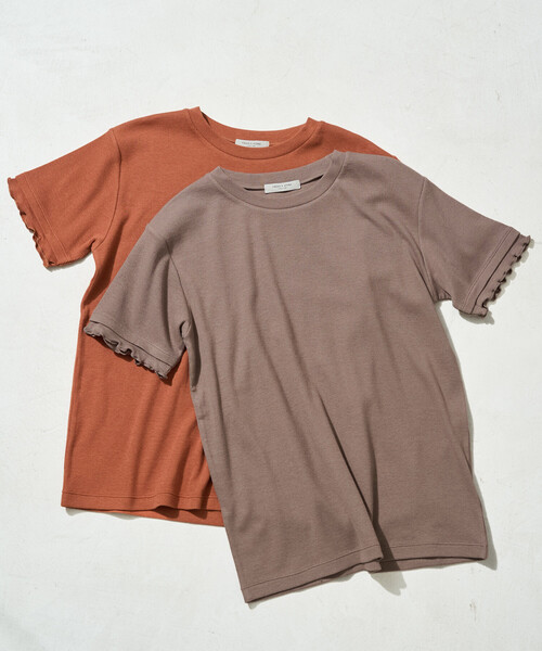 FREAK'S STORE(フリークスストア)の「限定展開 <抗菌防臭・接触冷感>MINT(ミント) テレコ メロー 半袖 Tシャツ(Tシャツ/カットソー・レディース・ネイビー/オレンジ/モカ/ライトグレー/ナチュラル/ブラック・フリ-)」の4枚目の写真