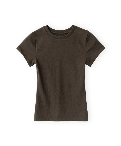 BROWNYARD(ブラウンヤード)の「WエッセンシャルTシャツ、ダークブラウン(Tシャツ/カットソー・レディース・その他・1/2)」の1枚目の写真