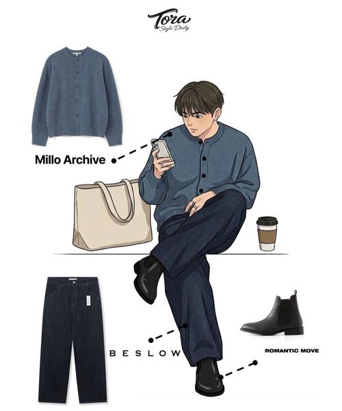 Millo Archive（ミロ アーカイブ）の「クロップムーブカーディガン [インディゴブルー]（カーディガン/ボレロ・メンズ・その他・SMALL/X-LARGE/LARGE/MEDIUM）」の7枚目の写真