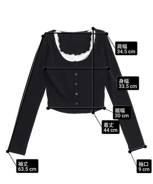 ANAP(アナップ)の「キャミレイヤード クロップド トップス(Tシャツ/カットソー・レディース・ブラック/ホワイト/グレー・F)」の17枚目の写真