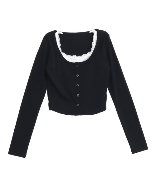 ANAP(アナップ)の「キャミレイヤード クロップド トップス(Tシャツ/カットソー・レディース・ブラック/ホワイト/グレー・F)」の10枚目の写真