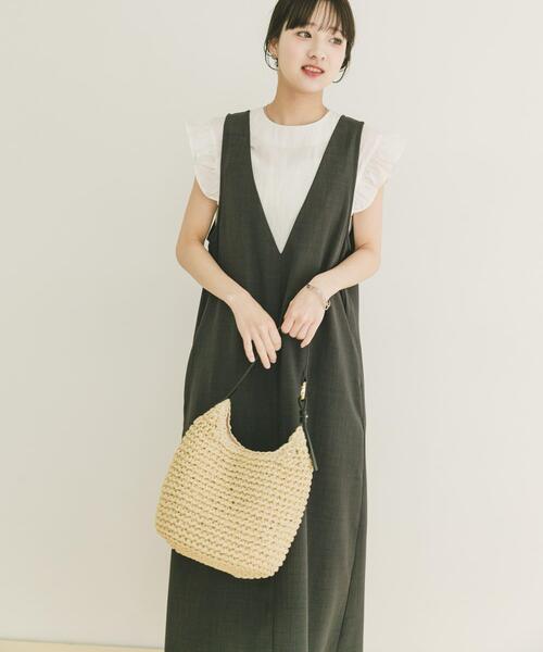 ITEMS URBANRESEARCH(アイテムズ アーバンリサーチ)の「『イージーケア/接触冷感/UVカット』SMOOTH LINEN TOUCH ジャンスカ(ジャンパースカート・レディース・キャメル/チャコールグレー・FREE)」の20枚目の写真