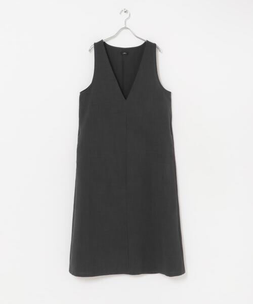 ITEMS URBANRESEARCH(アイテムズ アーバンリサーチ)の「『イージーケア/接触冷感/UVカット』SMOOTH LINEN TOUCH ジャンスカ(ジャンパースカート・レディース・キャメル/チャコールグレー・FREE)」の6枚目の写真