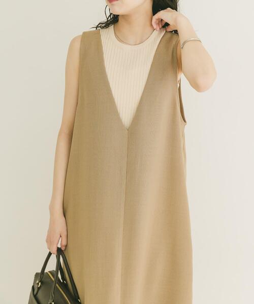 ITEMS URBANRESEARCH(アイテムズ アーバンリサーチ)の「『イージーケア/接触冷感/UVカット』SMOOTH LINEN TOUCH ジャンスカ(ジャンパースカート・レディース・キャメル/チャコールグレー・FREE)」の13枚目の写真