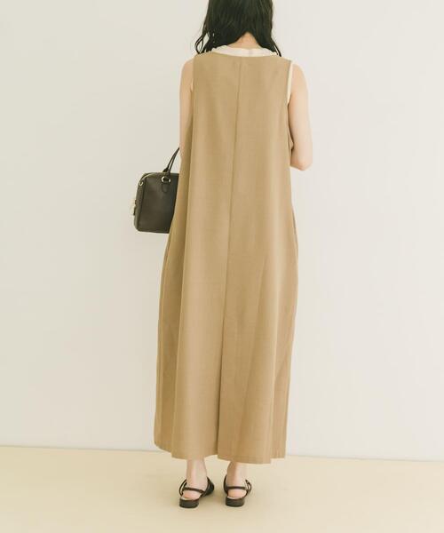 ITEMS URBANRESEARCH(アイテムズ アーバンリサーチ)の「『イージーケア/接触冷感/UVカット』SMOOTH LINEN TOUCH ジャンスカ(ジャンパースカート・レディース・キャメル/チャコールグレー・FREE)」の15枚目の写真