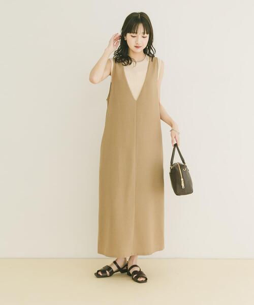 ITEMS URBANRESEARCH(アイテムズ アーバンリサーチ)の「『イージーケア/接触冷感/UVカット』SMOOTH LINEN TOUCH ジャンスカ(ジャンパースカート・レディース・キャメル/チャコールグレー・FREE)」の17枚目の写真