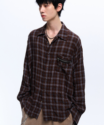 RSSC（アールエスエスシー）の「RIVET ZIPPER CHECK SHIRT - BROWN（シャツ/ブラウス）」