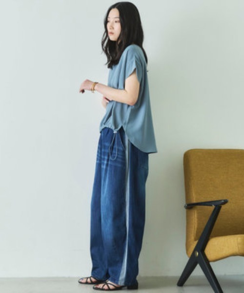 Doux archives(ドゥアルシーヴ)の「【UV・接触冷感・洗濯機可】ドロストPO(Tシャツ/カットソー・レディース・アイボリー/ブラウン/ブルーグレー・FREE)」の6枚目の写真