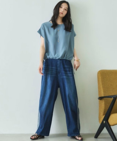 Doux archives(ドゥアルシーヴ)の「【UV・接触冷感・洗濯機可】ドロストPO(Tシャツ/カットソー・レディース・アイボリー/ブラウン/ブルーグレー・FREE)」の8枚目の写真