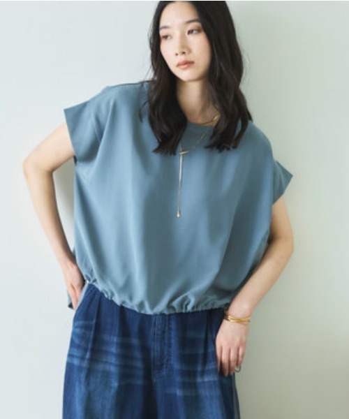 Doux archives(ドゥアルシーヴ)の「【UV・接触冷感・洗濯機可】ドロストPO(Tシャツ/カットソー・レディース・アイボリー/ブラウン/ブルーグレー・FREE)」の9枚目の写真