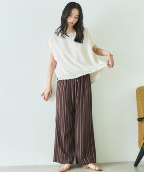 Doux archives(ドゥアルシーヴ)の「【UV・接触冷感・洗濯機可】ドロストPO(Tシャツ/カットソー・レディース・アイボリー/ブラウン/ブルーグレー・FREE)」の16枚目の写真