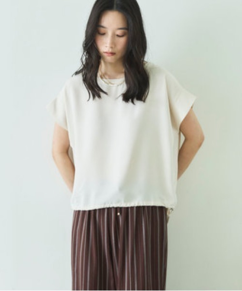 Doux archives(ドゥアルシーヴ)の「【UV・接触冷感・洗濯機可】ドロストPO(Tシャツ/カットソー・レディース・アイボリー/ブラウン/ブルーグレー・FREE)」の17枚目の写真