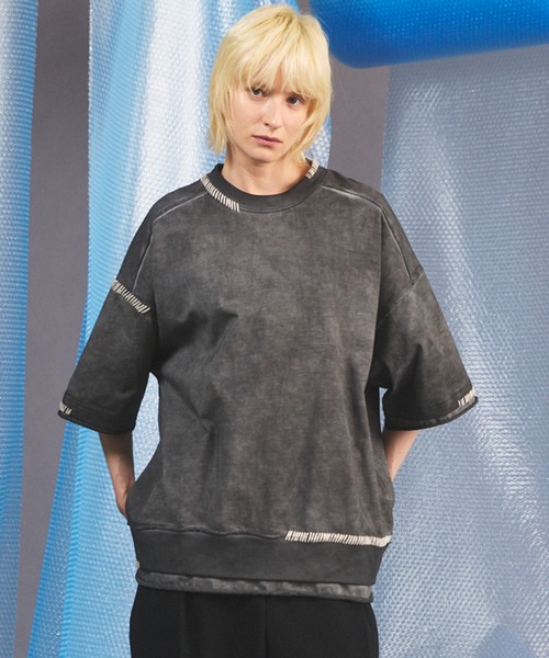 UNISEX》Over-Dye Embroidery Short-sleeved T-shirt/オーバーダイエン
