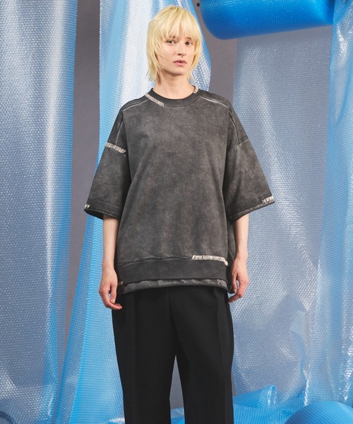 MAISON SPECIAL(メゾンスペシャル)の「《UNISEX》Over-Dye Embroidery Short-sleeved T-shirt/オーバーダイエンブロイダリープライムオーバーショートスリーブTシャツ【MAISON SPECIAL/メゾンスペシャル】(Tシャツ/カットソー・メンズ・ブラック/グレイッシュベージュ/ブルー/ピンク・0/1/2)」の18枚目の写真