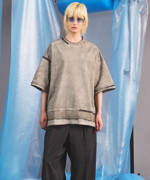MAISON SPECIAL(メゾンスペシャル)の「《UNISEX》Over-Dye Embroidery Short-sleeved T-shirt/オーバーダイエンブロイダリープライムオーバーショートスリーブTシャツ【MAISON SPECIAL/メゾンスペシャル】(Tシャツ/カットソー・メンズ・ブラック/グレイッシュベージュ/ブルー/ピンク・0/1/2)」の9枚目の写真