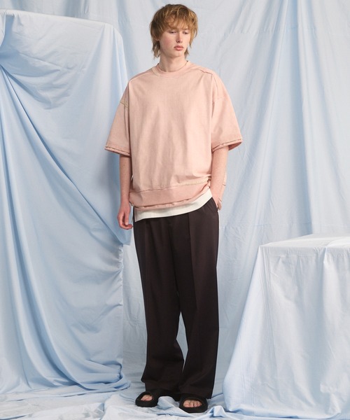 MAISON SPECIAL(メゾンスペシャル)の「《UNISEX》Over-Dye Embroidery Short-sleeved T-shirt/オーバーダイエンブロイダリープライムオーバーショートスリーブTシャツ【MAISON SPECIAL/メゾンスペシャル】(Tシャツ/カットソー・メンズ・ブラック/グレイッシュベージュ/ブルー/ピンク・0/1/2)」の6枚目の写真