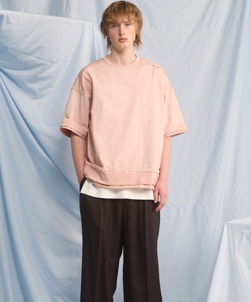 MAISON SPECIAL(メゾンスペシャル)の「《UNISEX》Over-Dye Embroidery Short-sleeved T-shirt/オーバーダイエンブロイダリープライムオーバーショートスリーブTシャツ【MAISON SPECIAL/メゾンスペシャル】(Tシャツ/カットソー・メンズ・ブラック/グレイッシュベージュ/ブルー/ピンク・0/1/2)」の12枚目の写真