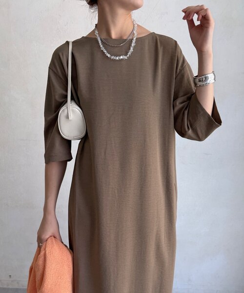 DouDou(ドゥドゥ)の「【WEB限定】前後2WAYワンピース(ワンピース・レディース・モカ/ブラック・FREE/TM)」の15枚目の写真
