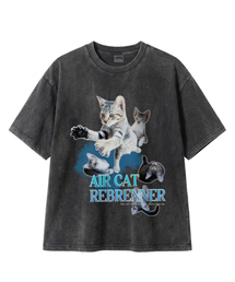 REBRENNER（リブレンナー）の「DTGエアキャットピグメントクロップ半袖Tシャツチャコール（Tシャツ/カットソー）」