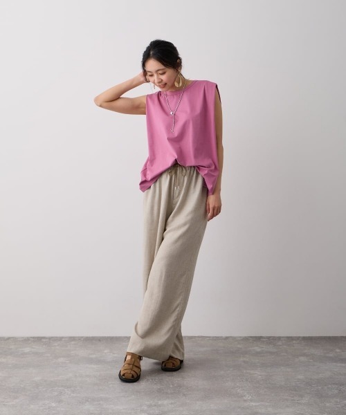 OandI(オーアンドアイ)の「シルケットノースリーブT(Tシャツ/カットソー・レディース・ホワイト/ブラック/ピンク/ブルー・FREE)」の14枚目の写真