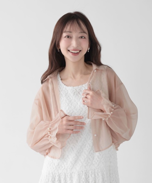 Mirenue(ミレニュー)の「ショート丈シアーブラウス(シャツ/ブラウス・レディース・ピンク/ブラック/ホワイト・FREE)」の1枚目の写真