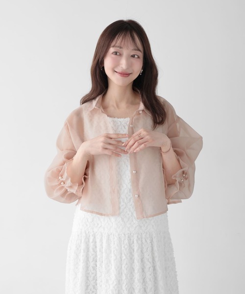 Mirenue(ミレニュー)の「ショート丈シアーブラウス(シャツ/ブラウス・レディース・ピンク/ブラック/ホワイト・FREE)」の7枚目の写真