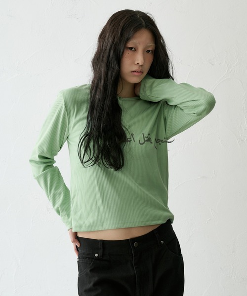 FTW(エフティダブリュー)の「RIB HENRY PRINT TOPS(Tシャツ/カットソー・レディース・ミント/カーキ/ブラック・MEDIUM/SMALL)」の3枚目の写真