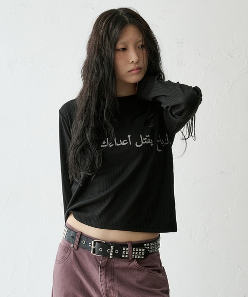 RIB HENRY PRINT TOPS — трикотажная рубашка с принтом