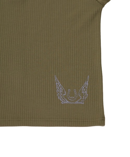 FTW(エフティダブリュー)の「RIB HENRY PRINT TOPS(Tシャツ/カットソー・レディース・ミント/カーキ/ブラック・MEDIUM/SMALL)」の15枚目の写真