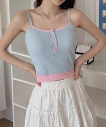 カップ付きレイヤード風キャミトップス