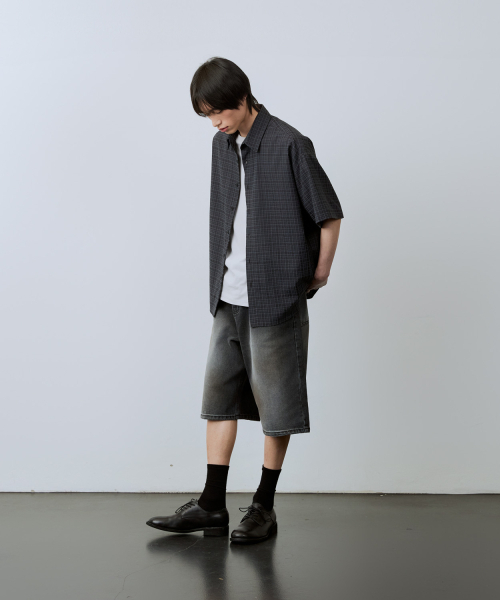 LEIRE（ルアール）の「リンクルシアサーカーチェック半袖シャツ[チャコール]（シャツ/ブラウス・メンズ・その他・MEDIUM/LARGE/X-LARGE）」の6枚目の写真