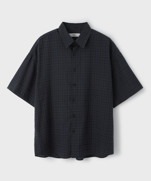 LEIRE（ルアール）の「リンクルシアサーカーチェック半袖シャツ[チャコール]（シャツ/ブラウス・メンズ・その他・MEDIUM/LARGE/X-LARGE）」の7枚目の写真