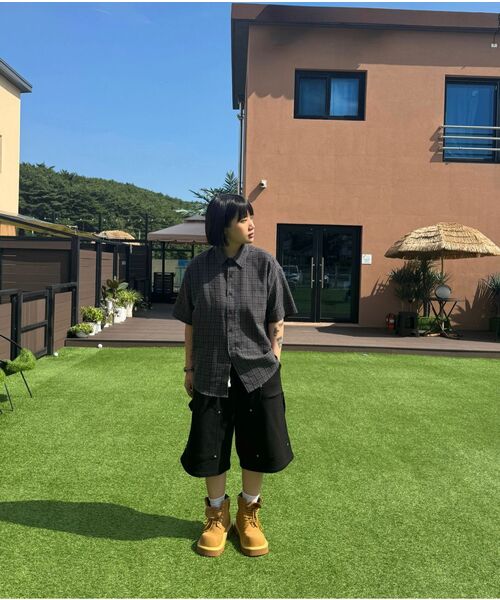 LEIRE（ルアール）の「リンクルシアサーカーチェック半袖シャツ[チャコール]（シャツ/ブラウス・メンズ・その他・MEDIUM/LARGE/X-LARGE）」の13枚目の写真