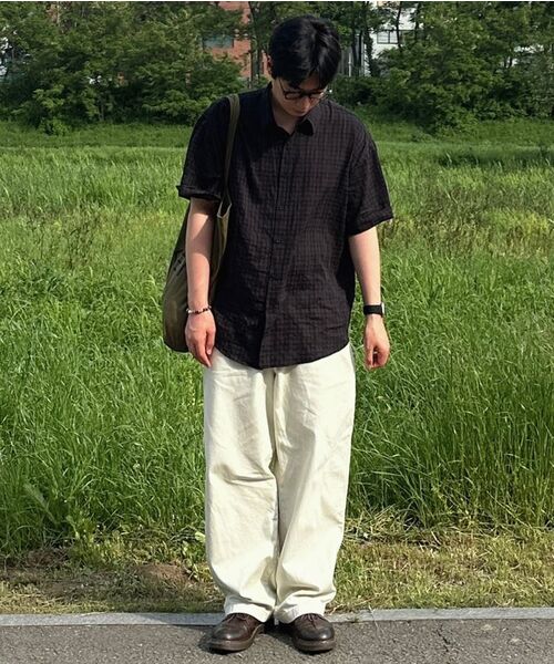 LEIRE（ルアール）の「リンクルシアサーカーチェック半袖シャツ[チャコール]（シャツ/ブラウス・メンズ・その他・MEDIUM/LARGE/X-LARGE）」の16枚目の写真