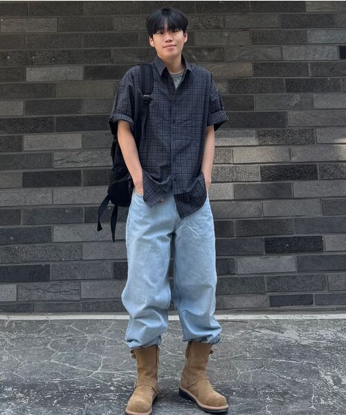 LEIRE（ルアール）の「リンクルシアサーカーチェック半袖シャツ[チャコール]（シャツ/ブラウス・メンズ・その他・MEDIUM/LARGE/X-LARGE）」の18枚目の写真