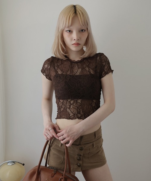 Ulysses(ユリシス)の「ストレッチシアーレーストップス(Tシャツ/カットソー・レディース・ホワイト/ブラウン/ブラック・F)」の10枚目の写真