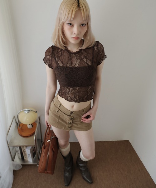Ulysses(ユリシス)の「ストレッチシアーレーストップス(Tシャツ/カットソー・レディース・ホワイト/ブラウン/ブラック・F)」の17枚目の写真