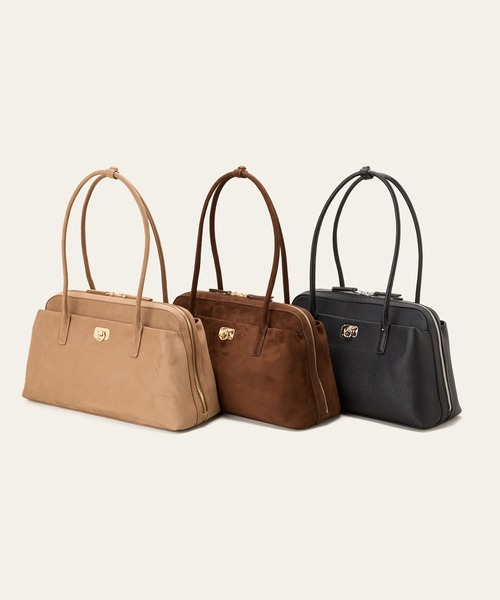 LE VERNIS(ル・ベルニ)の「LE VERNIS(ル・ベルニ)Wide boston bag M(ボストンバッグ・レディース・ブラック/ベージュ/ブラウン・FREE)」の4枚目の写真
