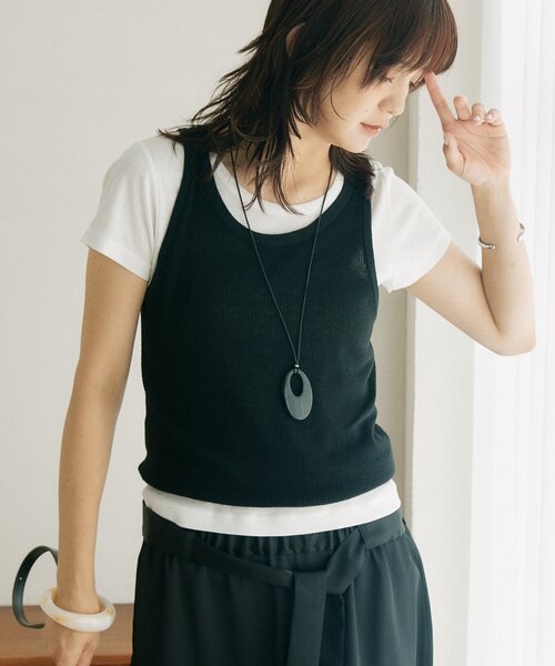 RIVE DROITE（リヴドロワ）の「予約【A・MONN】【セット着用可】tank KNIT（タンクトップ・レディース・レッド/ブラック/オフホワイト・FREE）」の3枚目の写真