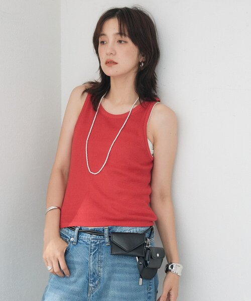 RIVE DROITE（リヴドロワ）の「予約【A・MONN】【セット着用可】tank KNIT（タンクトップ・レディース・レッド/ブラック/オフホワイト・FREE）」の4枚目の写真