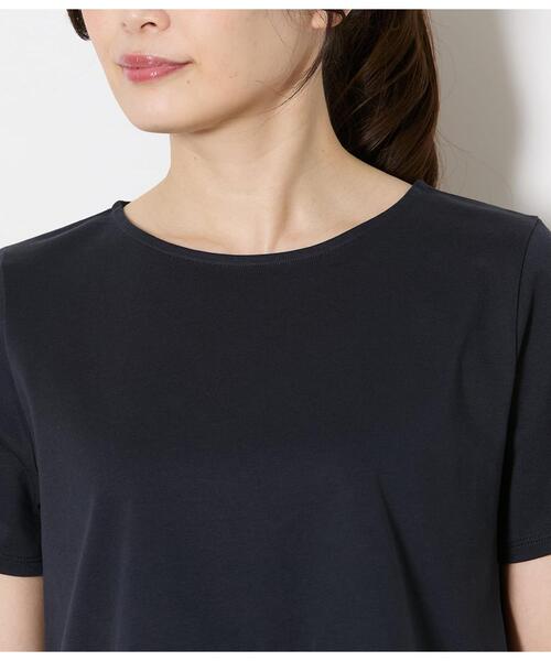 NEWYORKER(ニューヨーカー)の「【遮熱】プレーディング天竺 裾切替えカットソー(Tシャツ/カットソー・レディース・ホワイト/ネイビー・LARGE/MEDIUM)」の5枚目の写真