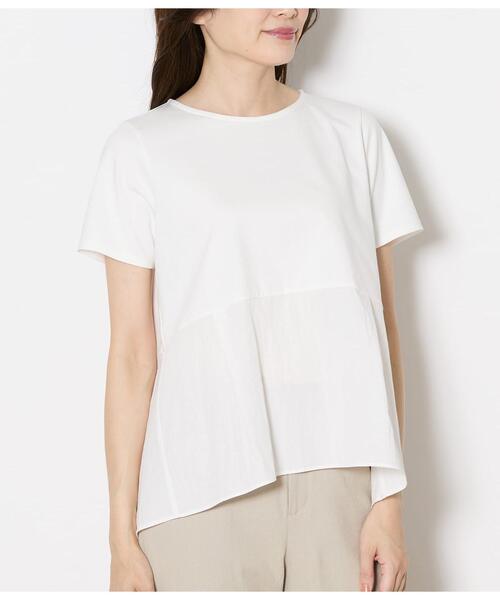 NEWYORKER(ニューヨーカー)の「【遮熱】プレーディング天竺 裾切替えカットソー(Tシャツ/カットソー・レディース・ホワイト/ネイビー・LARGE/MEDIUM)」の10枚目の写真