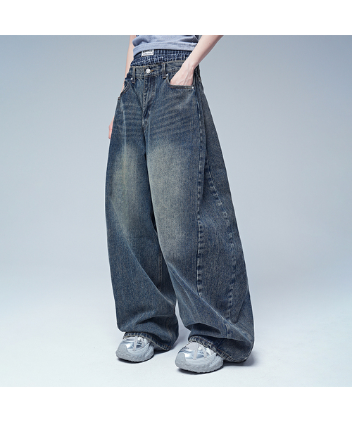 AVANDRESS(アバンドレス )の「88インチワイドデニムセギパンツ_3COL(デニムパンツ・レディース・ブラック/インディゴブルー/ブルー・LARGE/X-LARGE)」の2枚目の写真