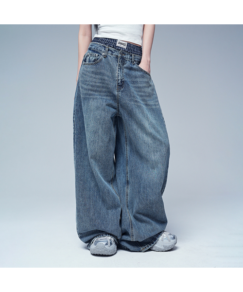 AVANDRESS(アバンドレス )の「88インチワイドデニムセギパンツ_3COL(デニムパンツ・レディース・ブラック/インディゴブルー/ブルー・LARGE/X-LARGE)」の3枚目の写真