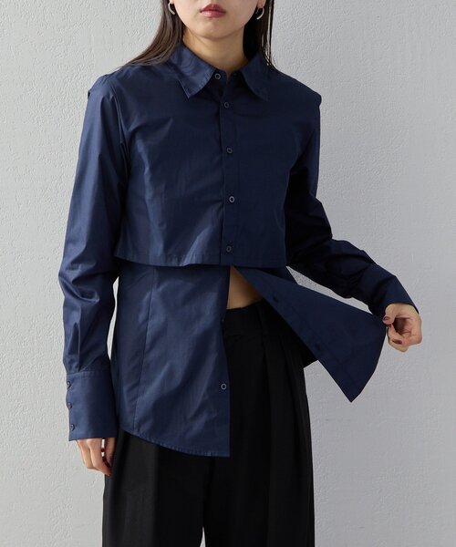UNFORM(アンフォーム)の「【2026AW Debut】【UNFORM】レイヤードセットシャツ(シャツ/ブラウス・レディース・ネイビー/ホワイト・FREE)」の12枚目の写真
