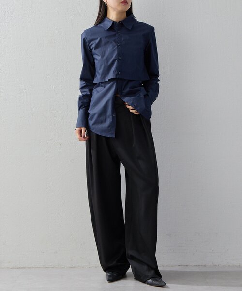UNFORM(アンフォーム)の「【2026AW Debut】【UNFORM】レイヤードセットシャツ(シャツ/ブラウス・レディース・ネイビー/ホワイト・FREE)」の15枚目の写真
