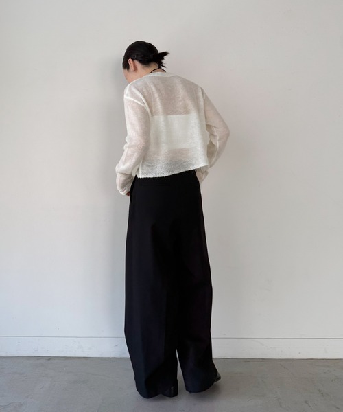 select MOCA by son(セレクトモカバイソン)の「シアーショートニットトップス【by SON】(ニット/セーター・レディース・ブラウン/ホワイト/チャコールグレー・FREE)」の21枚目の写真